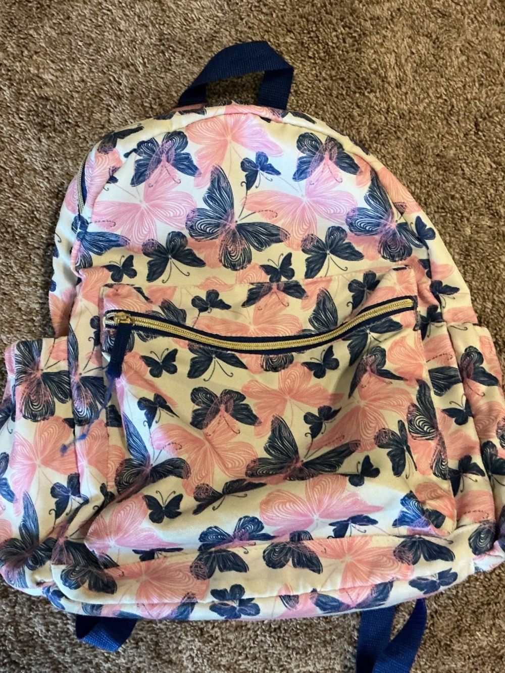 Backpack Pink And Blue Butterfly Used